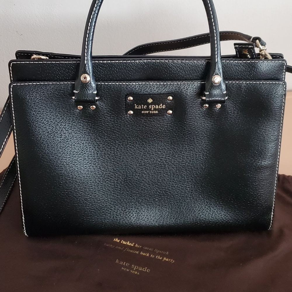 Kate Spade Black Leather Crossbody Medium Bag Purse Handbag